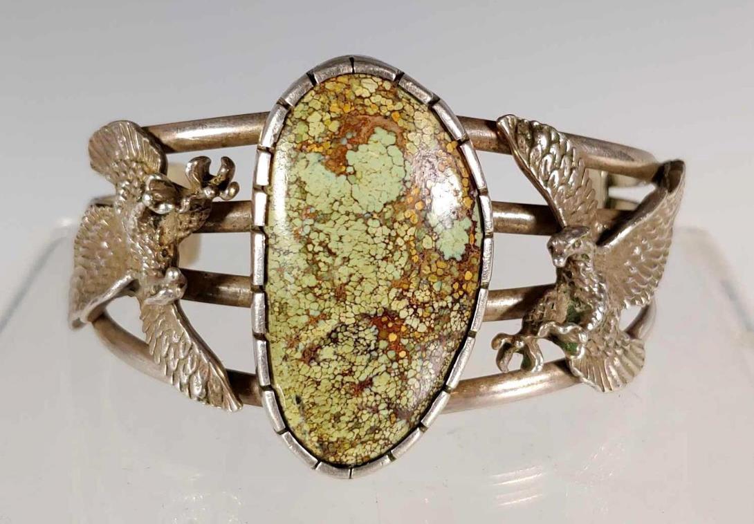 Navajo Sterling Silver Cuff Bracelet Signed RS (1 of 11)