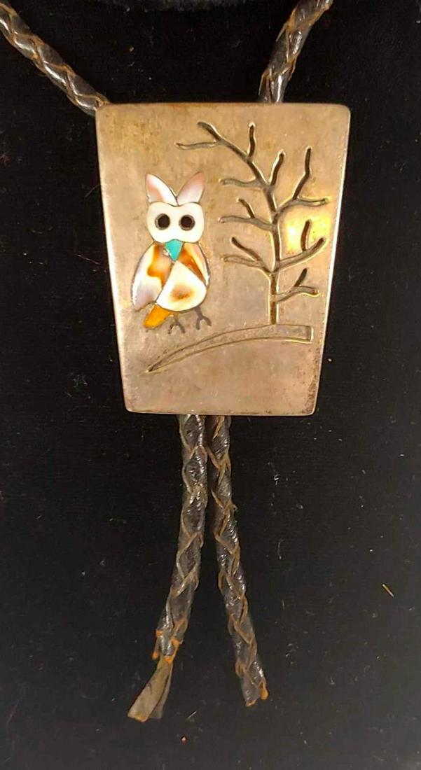 Vintage Native American Sterling Silver Zuni Bolo Tie (1 of 7)