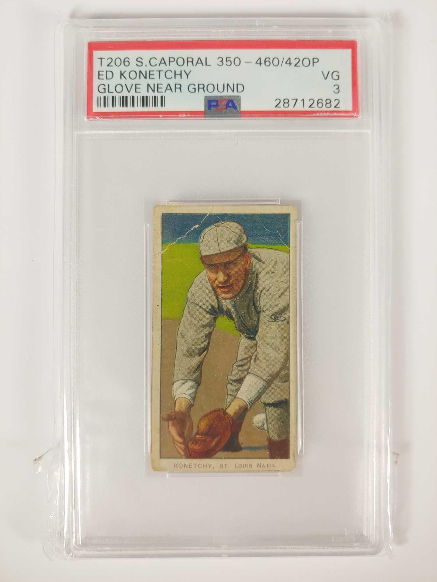 T206 Sweet Caporal 350-460/420P Ed Konetchy PSA 3 (1 of 4)