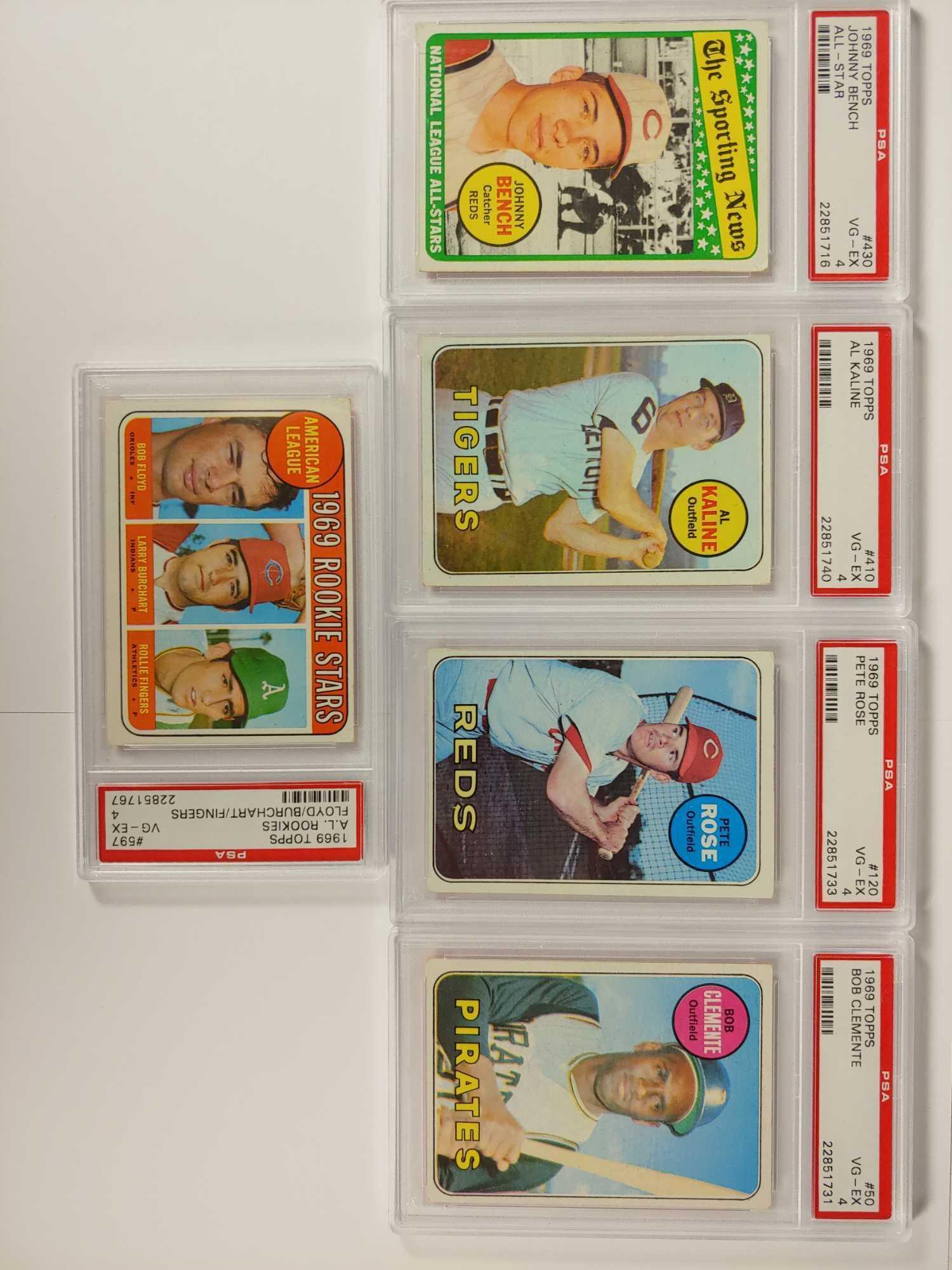 PSA 1969 Topps Baseball Cards w/ Rose, Clemente + (1 of 11)
