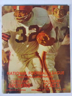 1964 NFL Championship Program Browns Colts: You want to know what football was about in the 1960's? Jimmy Brown carrying the ball on the cover of the Championship Game Program. Enough said. Browns beat the Colts! NFL Champs! This sought after p