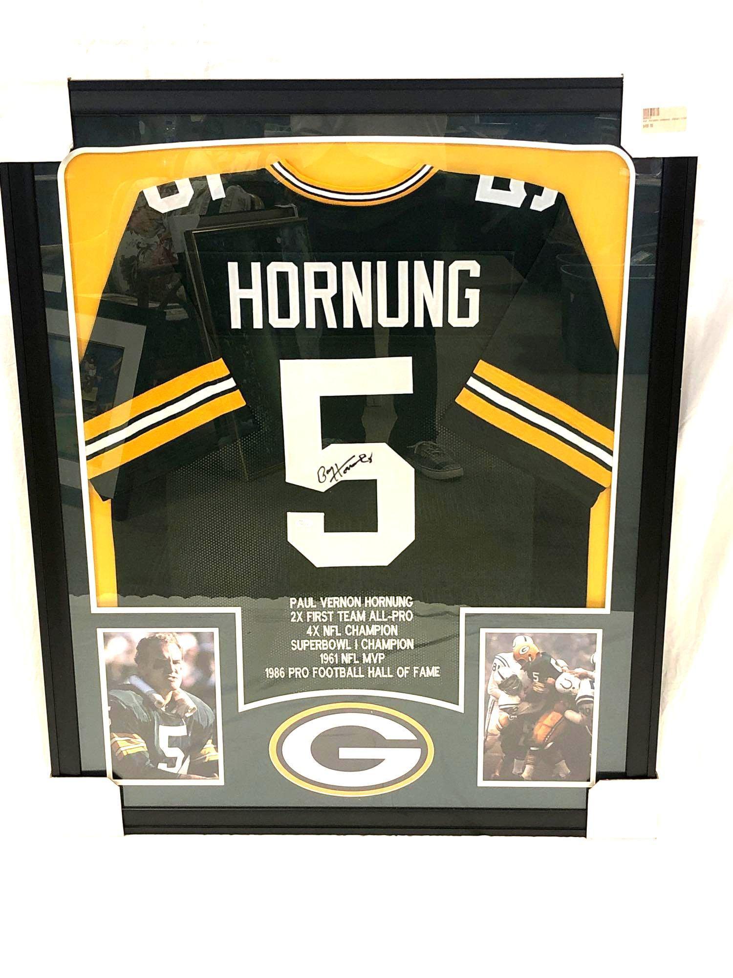 Paul Hornung Signed Stat Jersey Display Packers (1 of 8)