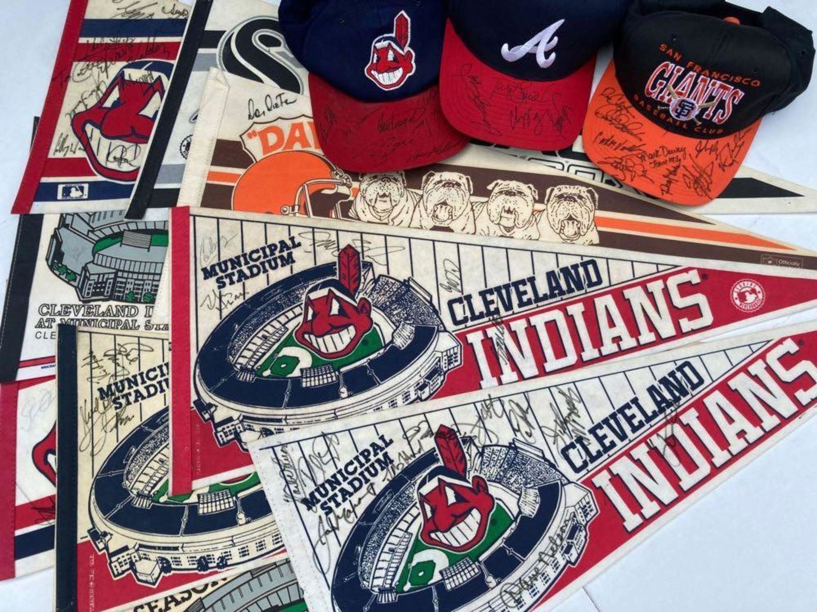 Cleveland Indians & More Autographed Pennants + (1 of 16)