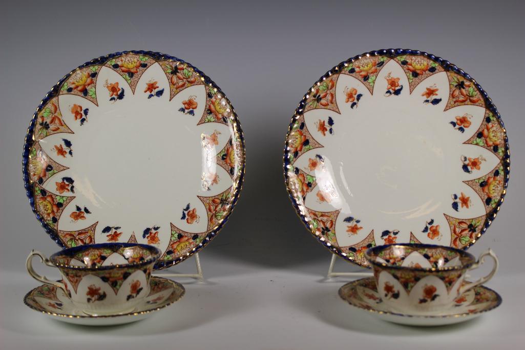 Six Piece Group of Radfords Lotus England China: Collection of Samuel Radfords Lotus bone China Luncheon set to include; 2 tea cups, 2 saucers and two 8 3/4" plates. In good age appropriate condition, see photos.