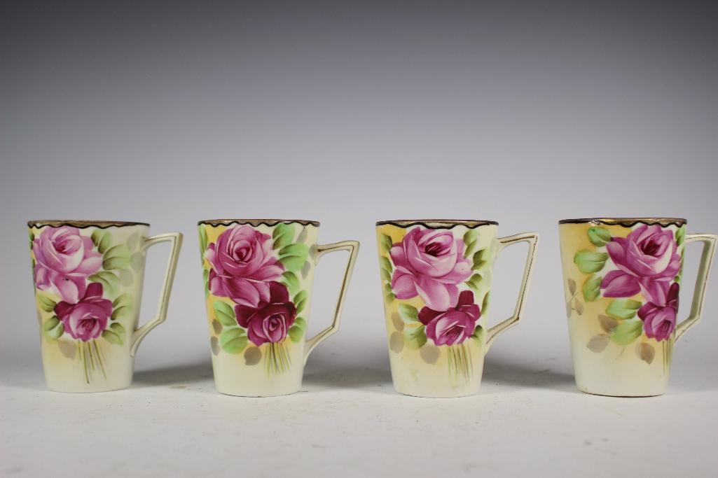 4 Nippon Je-Oh Cups: Hand painted Nippon Je-Oh tall coffee cups In good age appropriate condition, see photos.