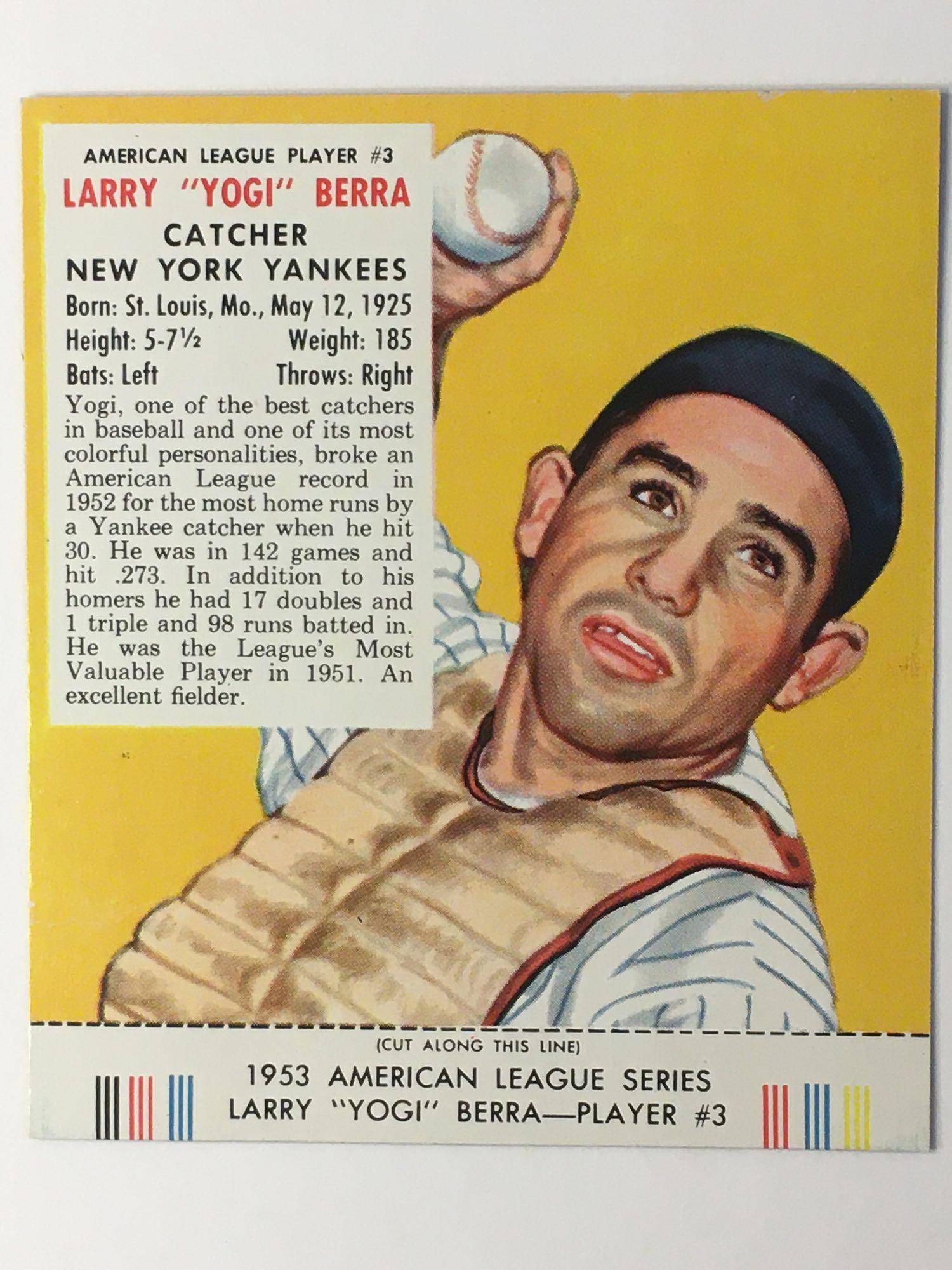 1953 Red Man Tobacco Yogi Berra w/ Tabs (1 of 7)