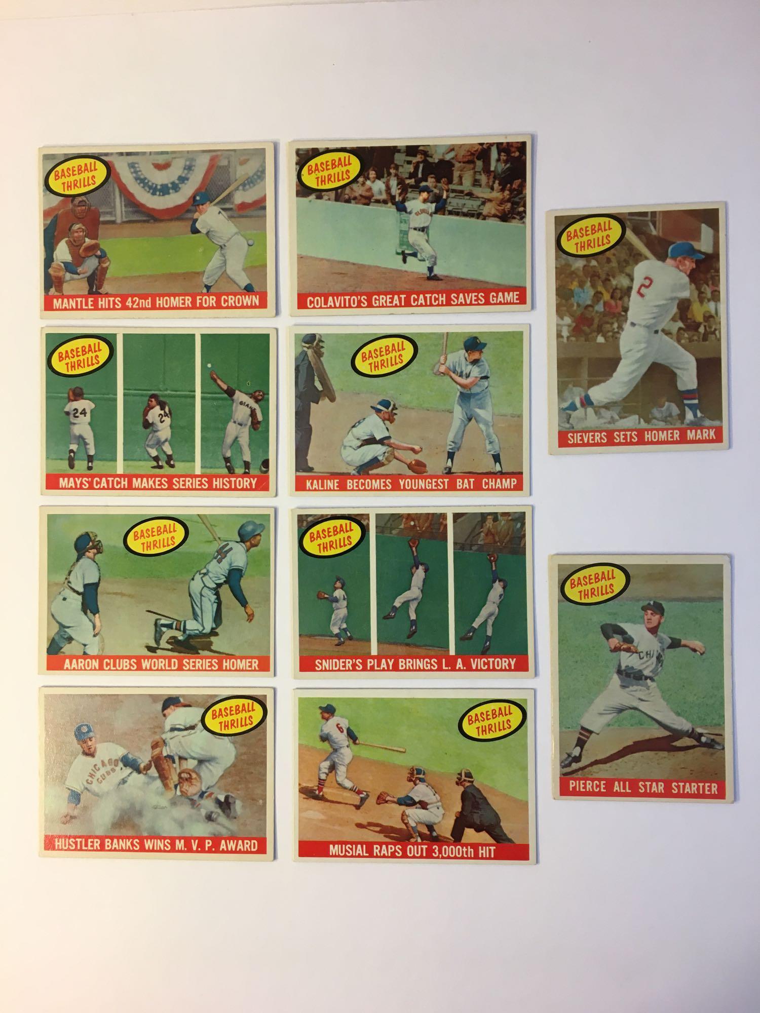 1959 Topps Baseball Thrills Set w/ Mickey Mantle (1 of 10)