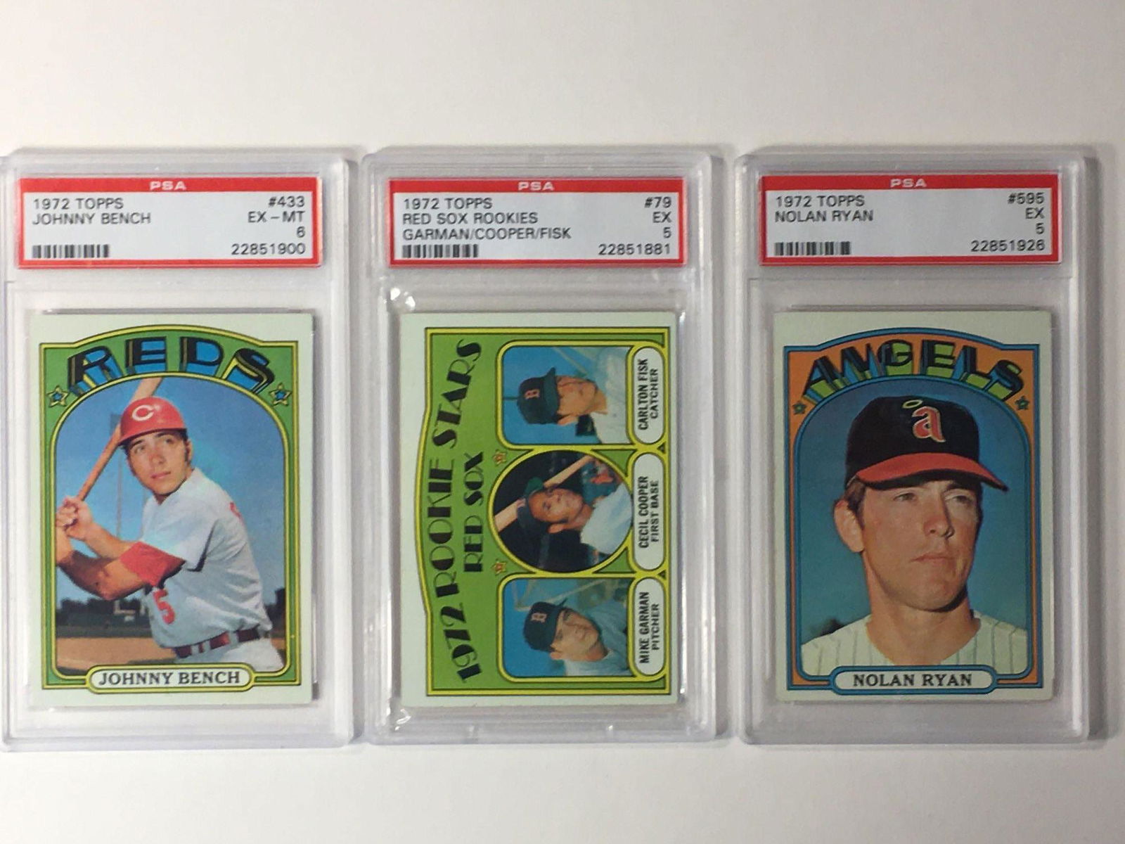 1972 Topps PSA Graded Ryan, Bench, Fisk Cards (1 of 8)