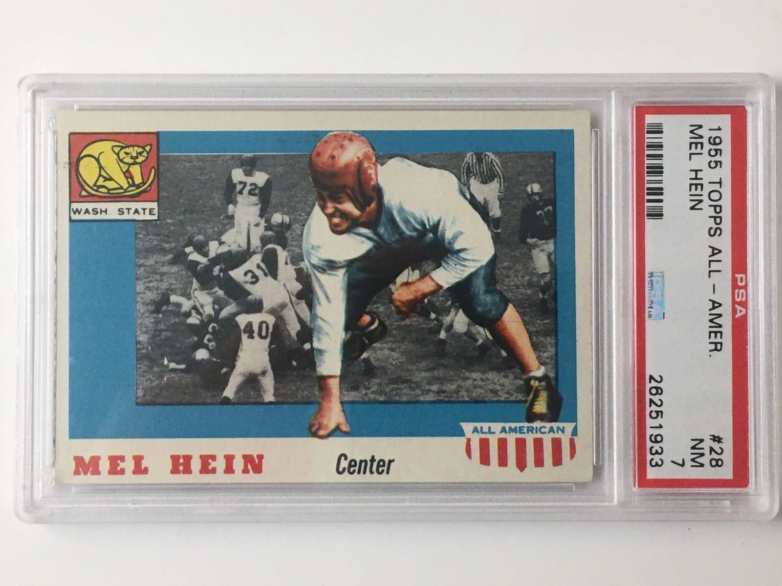 1955 Topps All-American # 28 Mel Hein PSA 7: What a great find! NM 7 PSA grade would be a great addition to your collection or set.