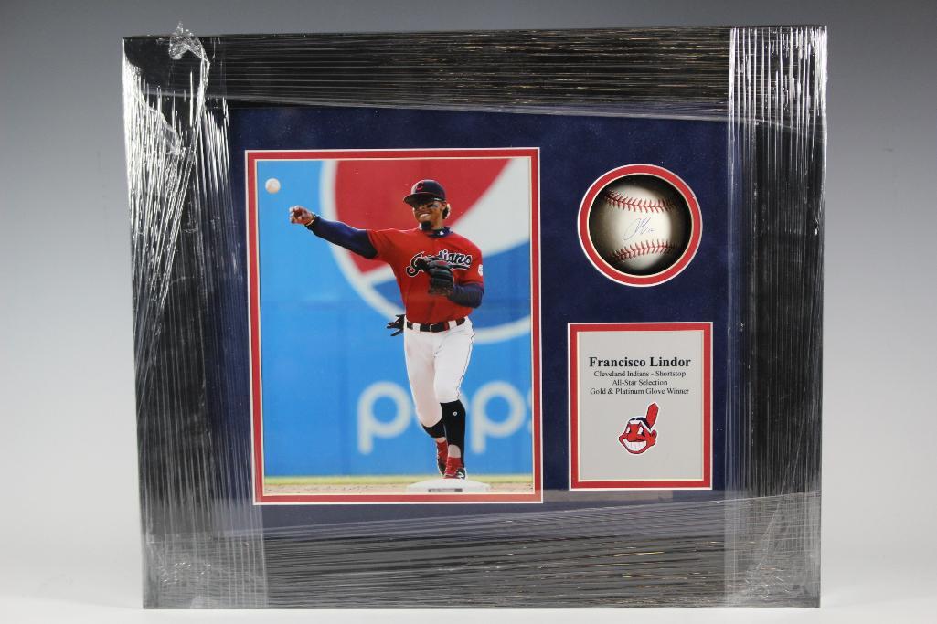 Francisco Lindor Signed Baseball Shadowbox (1 of 6)