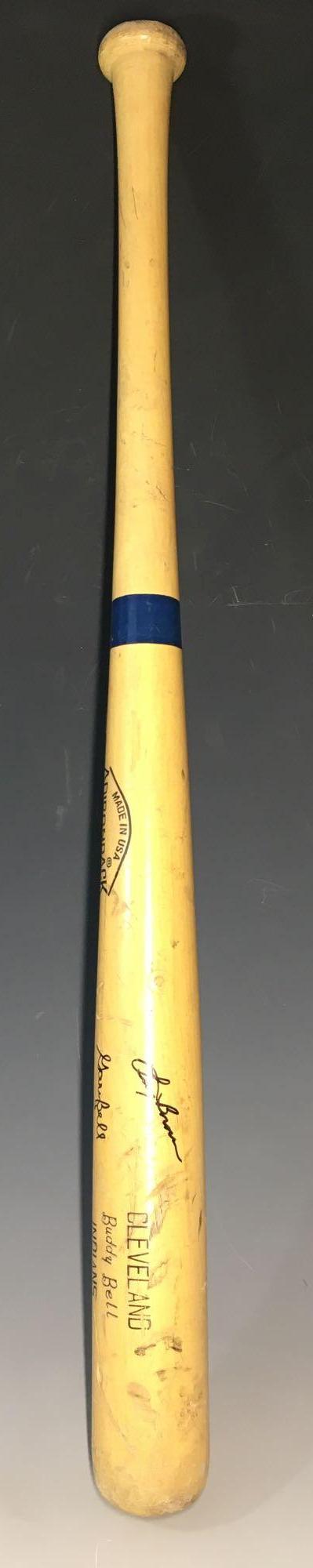 Cleveland Indians Autographed Buddy Bell Kids Bat: Adirondack Buddy Bell bat signed by Larry Brown, Gary Bell, Max Alvis, Mudcat Grant and Duke Sims. Obtained at a reunion signing a few years back.