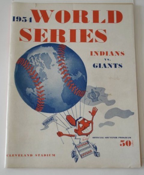 1954 World Series Game 4 Program: Amazingly scored program from the last game of the World Series as played in Cleveland. EXMT condition program.