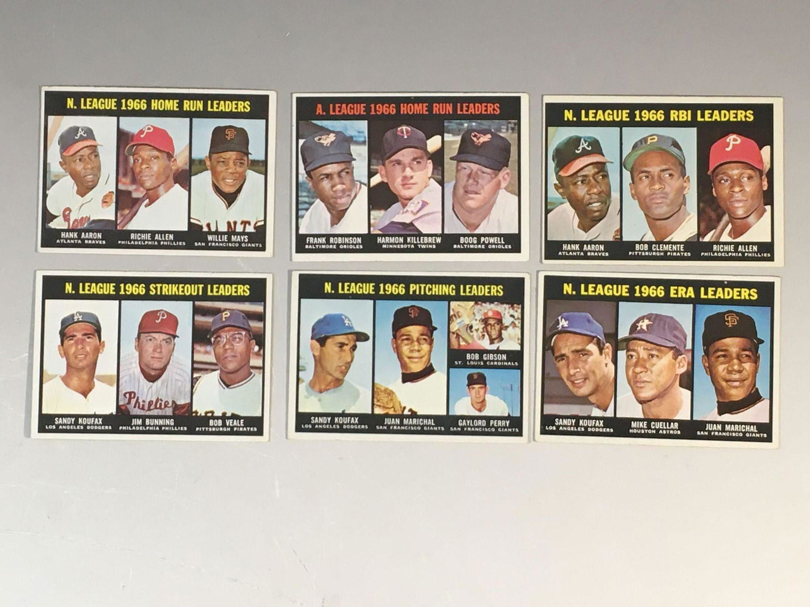 1967 Topps Baseball Leaders Cards w/ Aaron, Koufax (1 of 14)