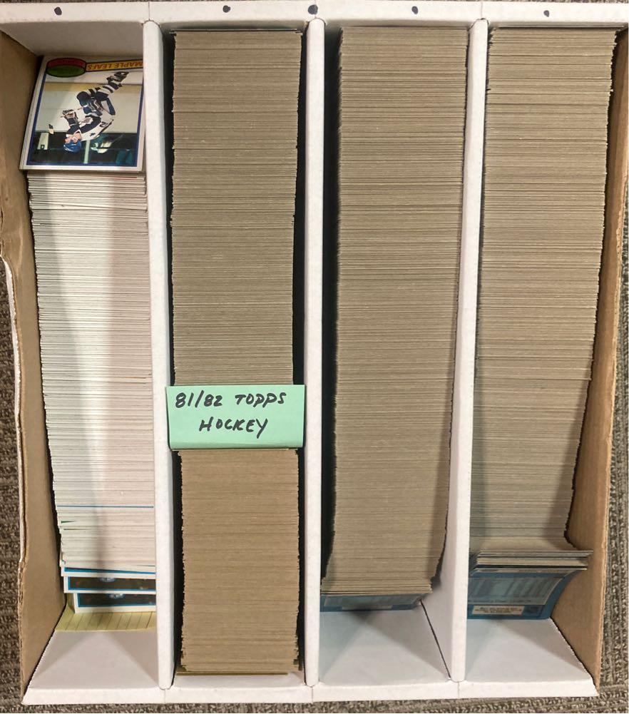 1980-81 and 1981-82 Topps Hockey Card Collection: Basically this is a box made to hold 3,500 cards, but it is not to capacity. We did not search or sort the flat. There may be some surprises or cards/years we did not see, but any big dollar cards wer