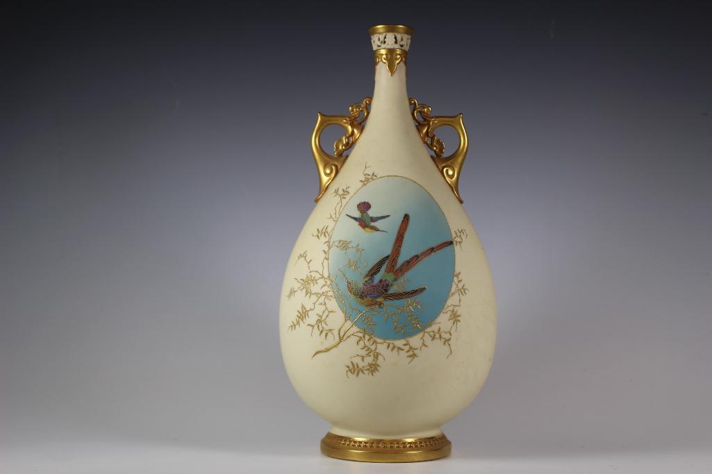 Austrian Teplitz Pottery Vase w Birds (1 of 14)