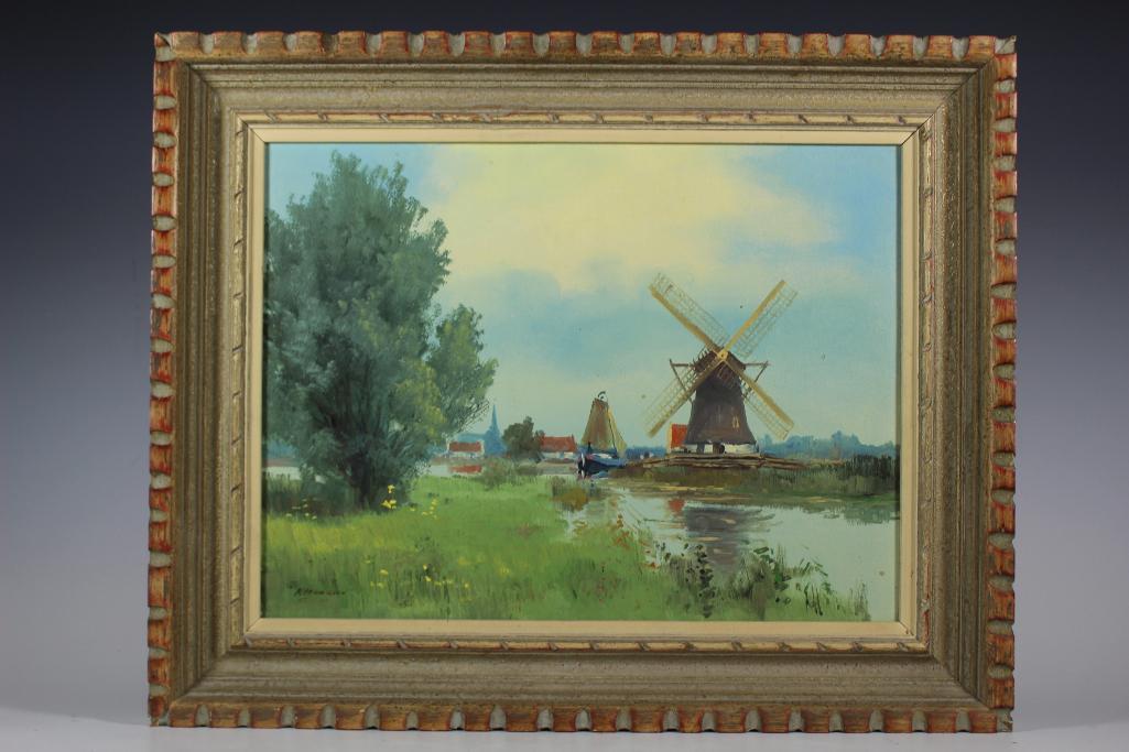 Charles Meeuwissen -20th Century Dutch Windmill Scene (1 of 10)