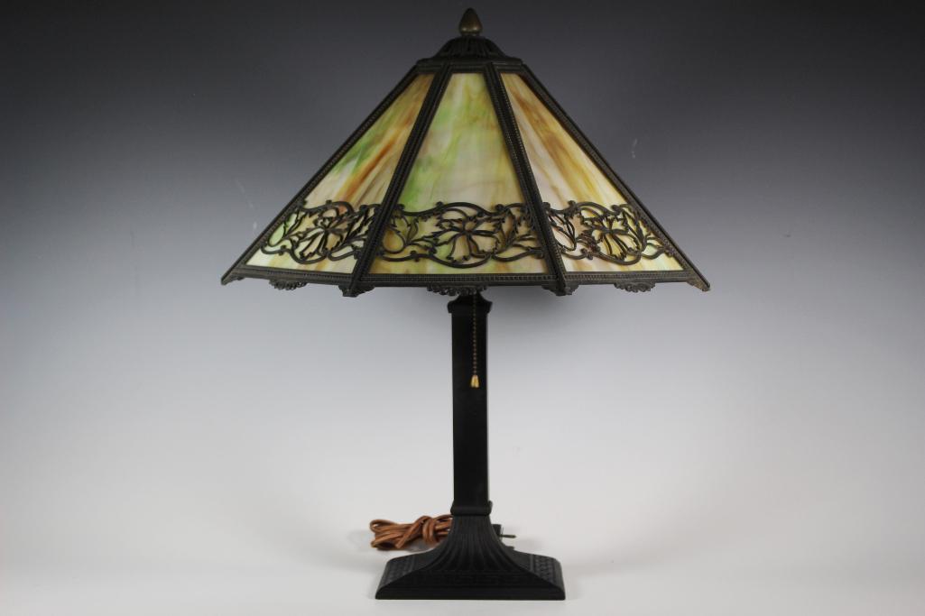 Bradley & Hubbard Arts n Crafts Slag Glass Lamp (1 of 14)