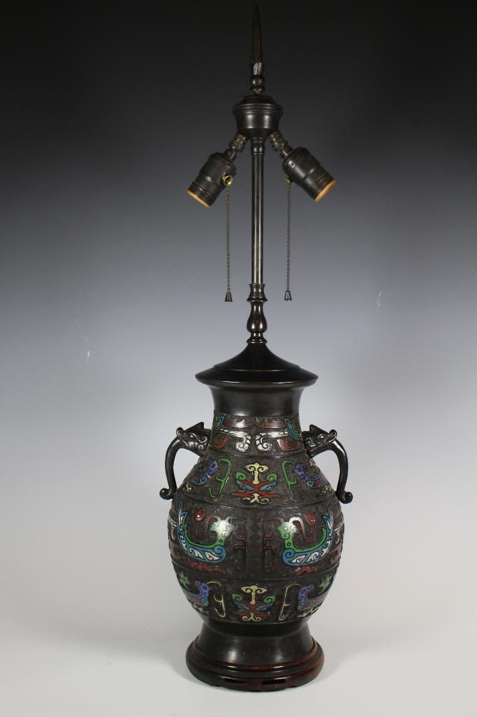 Chinese Qing Dynasty Cloisonne Lamp (1 of 15)