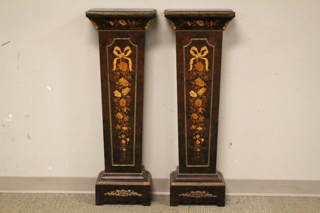 Fine Pair of French Inlaid Pedestal Stands (1 of 14)