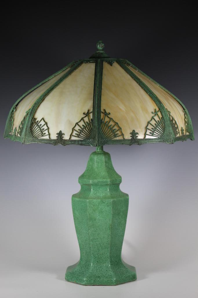 Rainaud Caramel Slag Glass Panel Lamp (1 of 18)