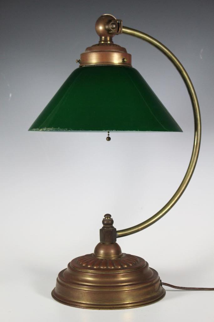 Green Cased Glass Adjustable Desk Lamp (1 of 12)