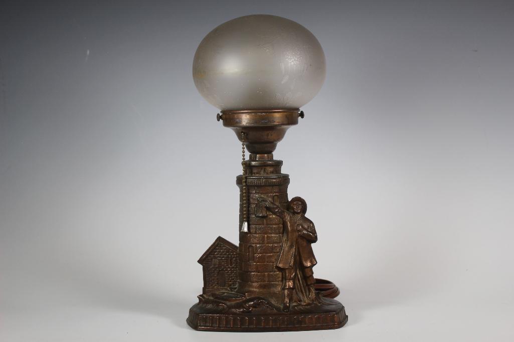 Lighthouse and Sailor Pot Metal Lamp (1 of 11)