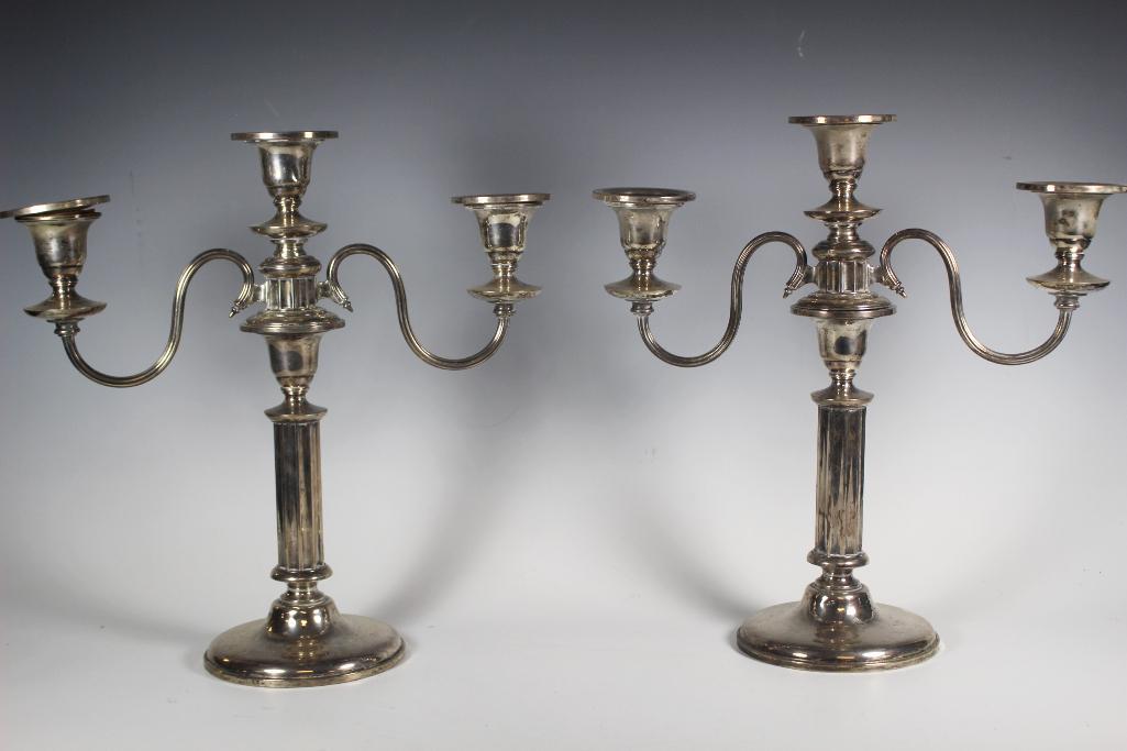 Pair Sterling Silver Convertible Three Light Weighted (1 of 12)