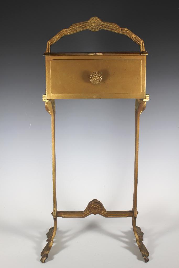 Art Nouveau Gilded Cast Iron One Drawer Sewing Stand (1 of 18)