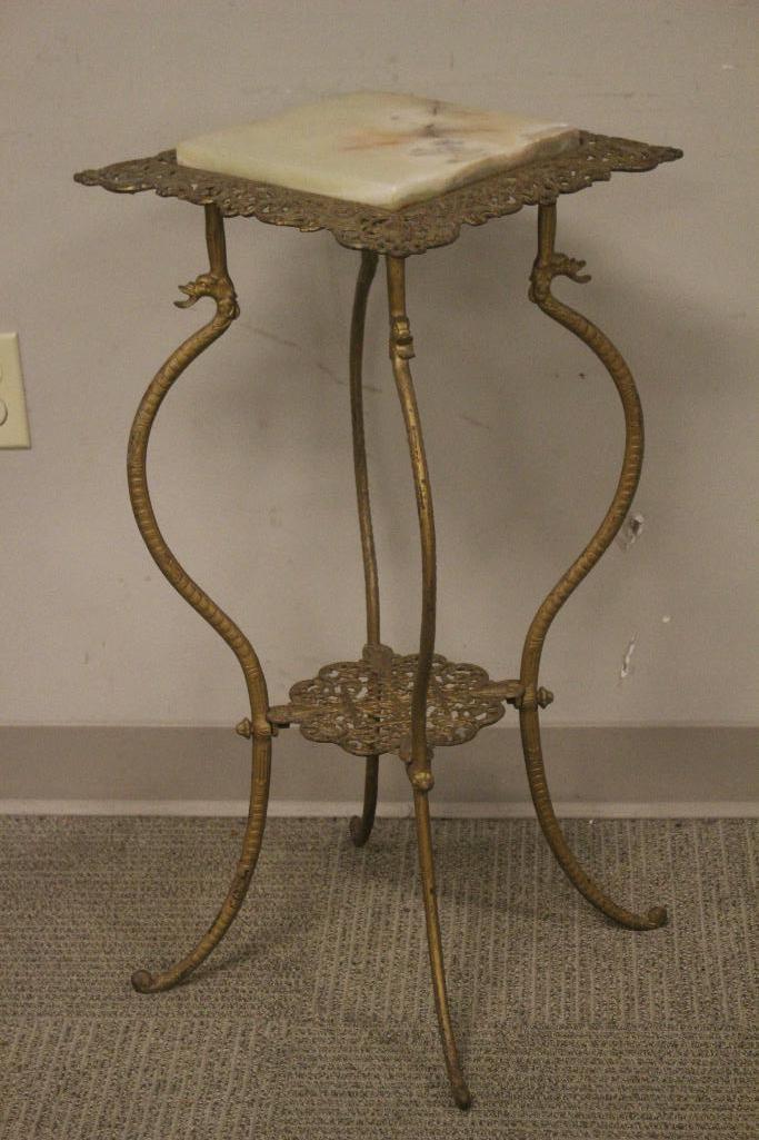 Ornate Turn of The Century Fern Stand with Onyx Stone (1 of 11)