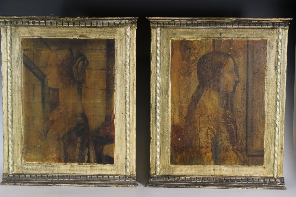 Pair of NGA Italian Renaissance Style Portraits on Wood (1 of 20)