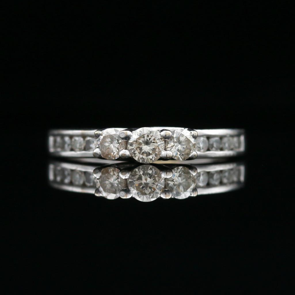 14k White Gold Diamond Three Stone Ring (1 of 6)