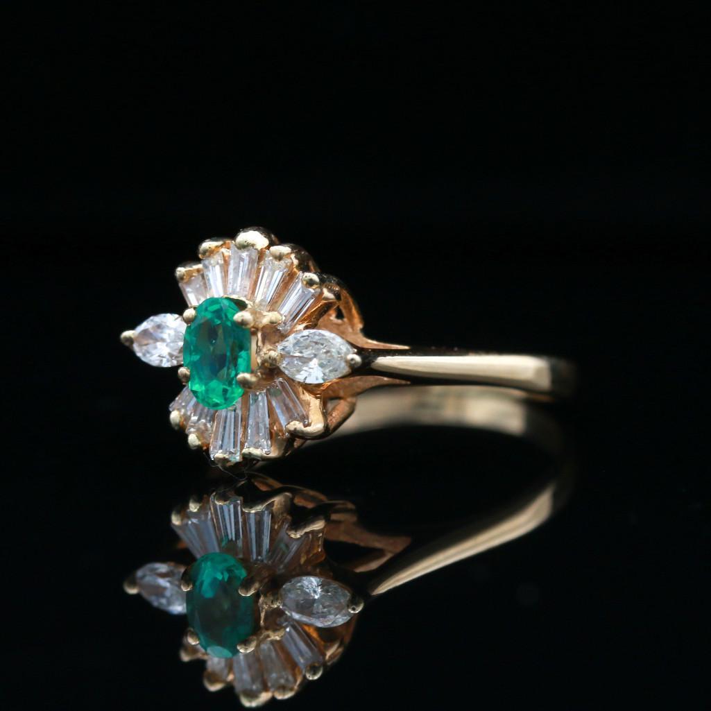 14k Yellow Gold Emerald and Diamond Ring (1 of 6)