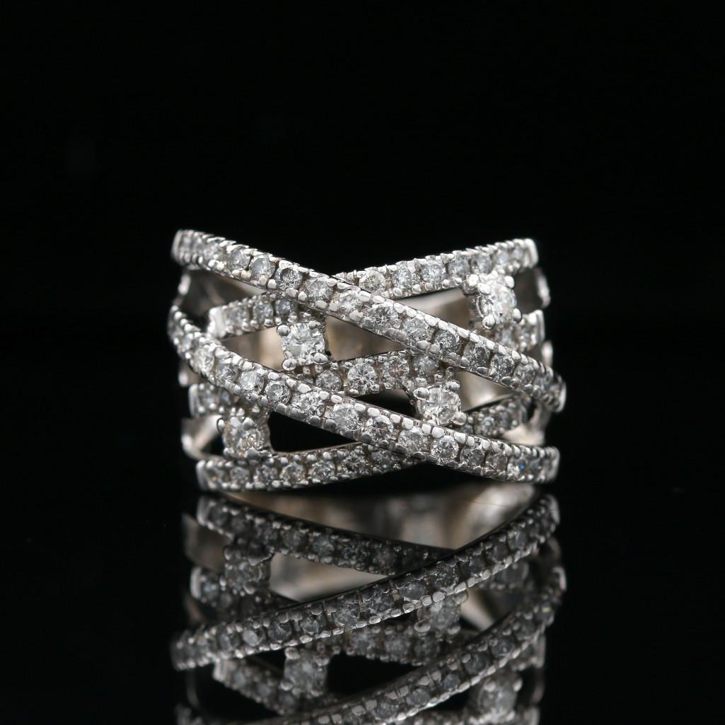 14k White Gold 1.01 CTW Diamond Crossover Ring (1 of 6)