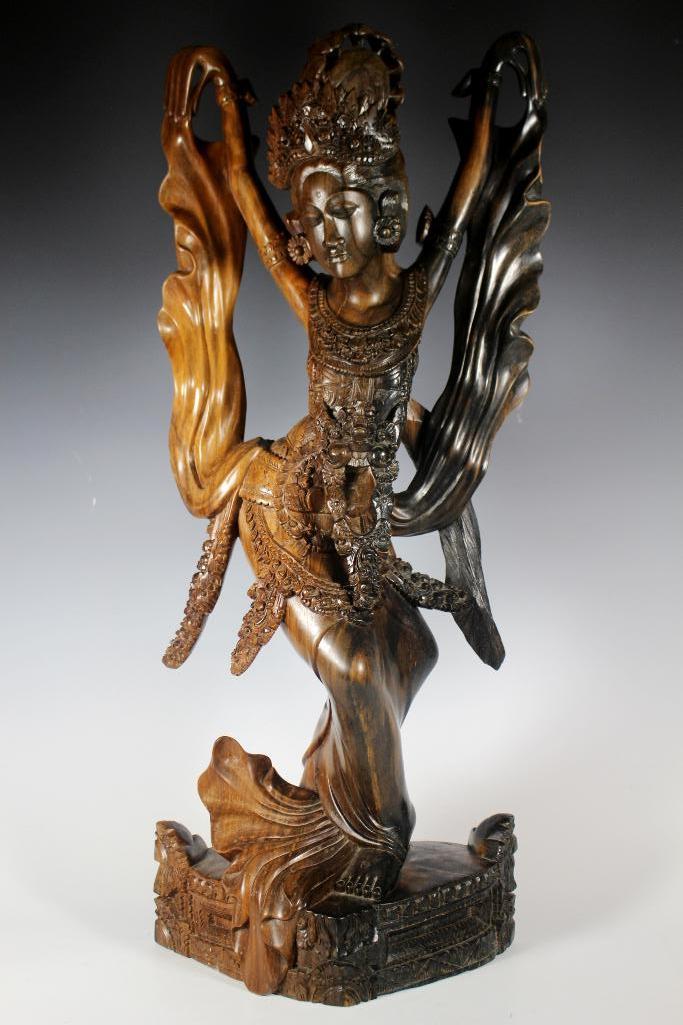 Carved Balinese Wood Statue of Female Goddess (1 of 18)