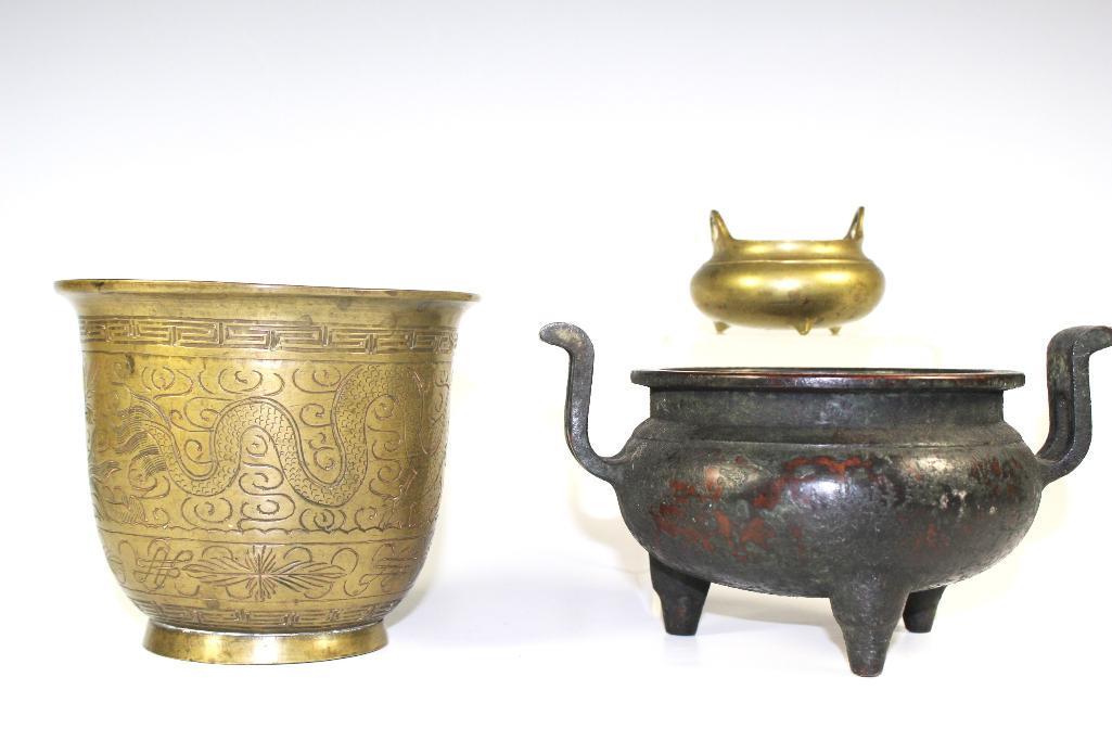 Chinese Bronze Censor and Two Brass Censors (1 of 20)