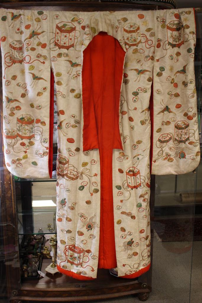 Large 20th Century Gold Threaded Dress Kimono (1 of 9)