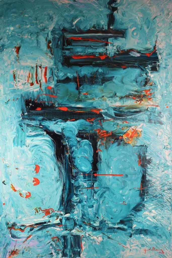 Signed 20th C. Modernist Impasto Abstract Painting  Oil (1 of 12)