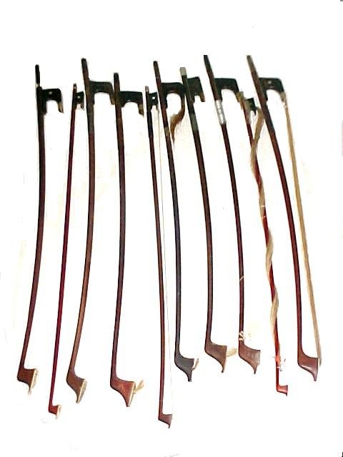 10 Violin Bows: to sells as one lot. Condition all need some restoration. Bid accordingly