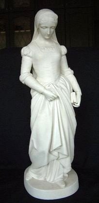 Parien Statue Of Marguerite: sculpted by Sarah Terry from ( Goeth's Faust). The vitreous porcelain is marked Marguriete S.TERRY Sc 1868. Copeland Copyright Reserved. Condition minor scuff marks on base no distraction to piece. h.