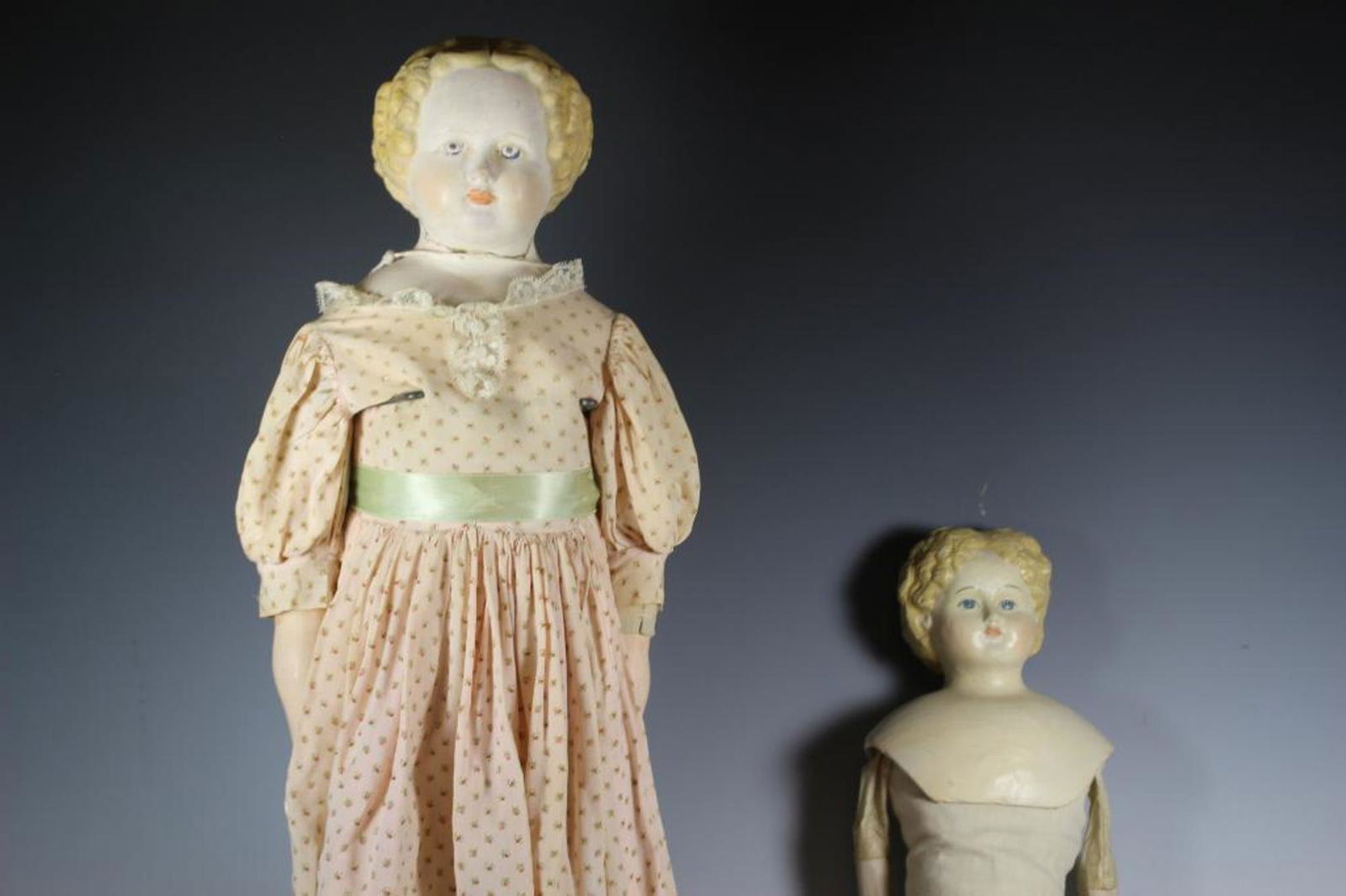 Two 27" & 29" Papier Mache 19th Century Dolls (1 of 17)