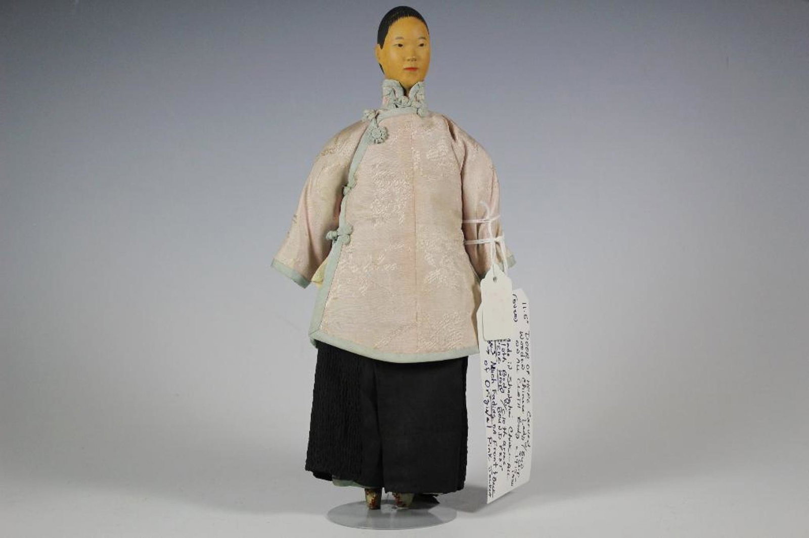 11.5" Door of Hope Carved Wooden Chinese Lady with Bun (1 of 12)