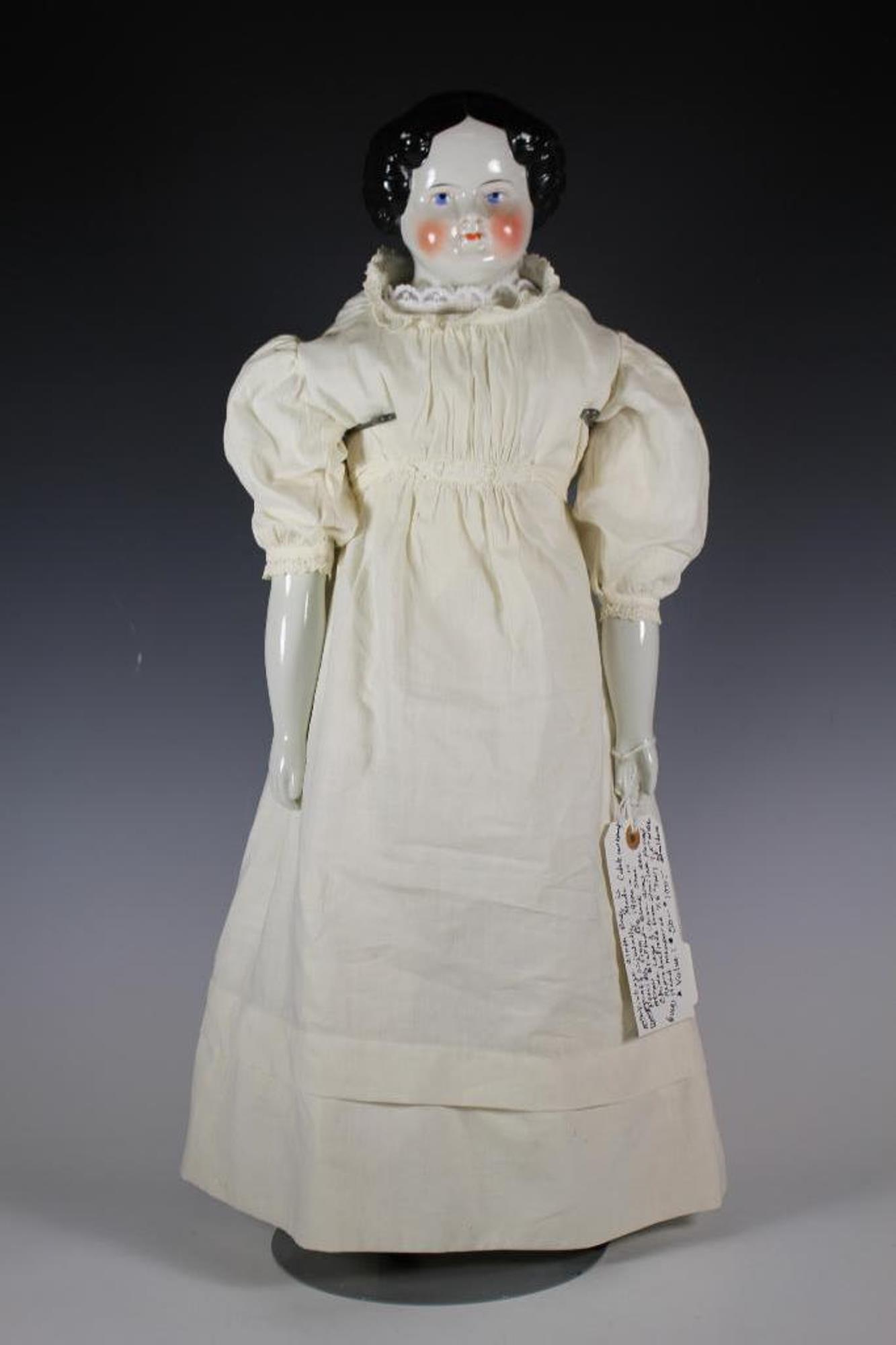 25" German High Brow China Head Circa 1880 on Vintage (1 of 12)