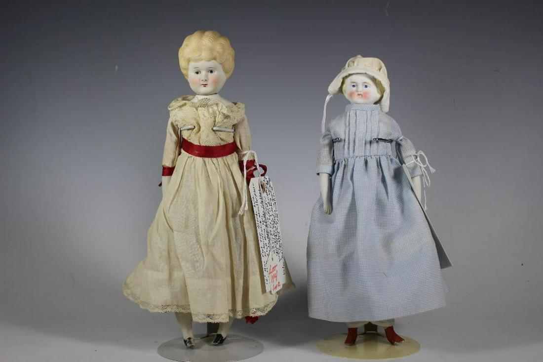 Two 13" & 12" Unusual Swivel Neck Bisque Parian (1 of 16)