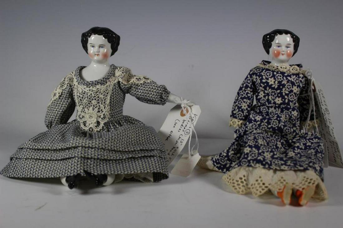 Two 12" Flat Top German China Head Dolls with Correct (1 of 12)