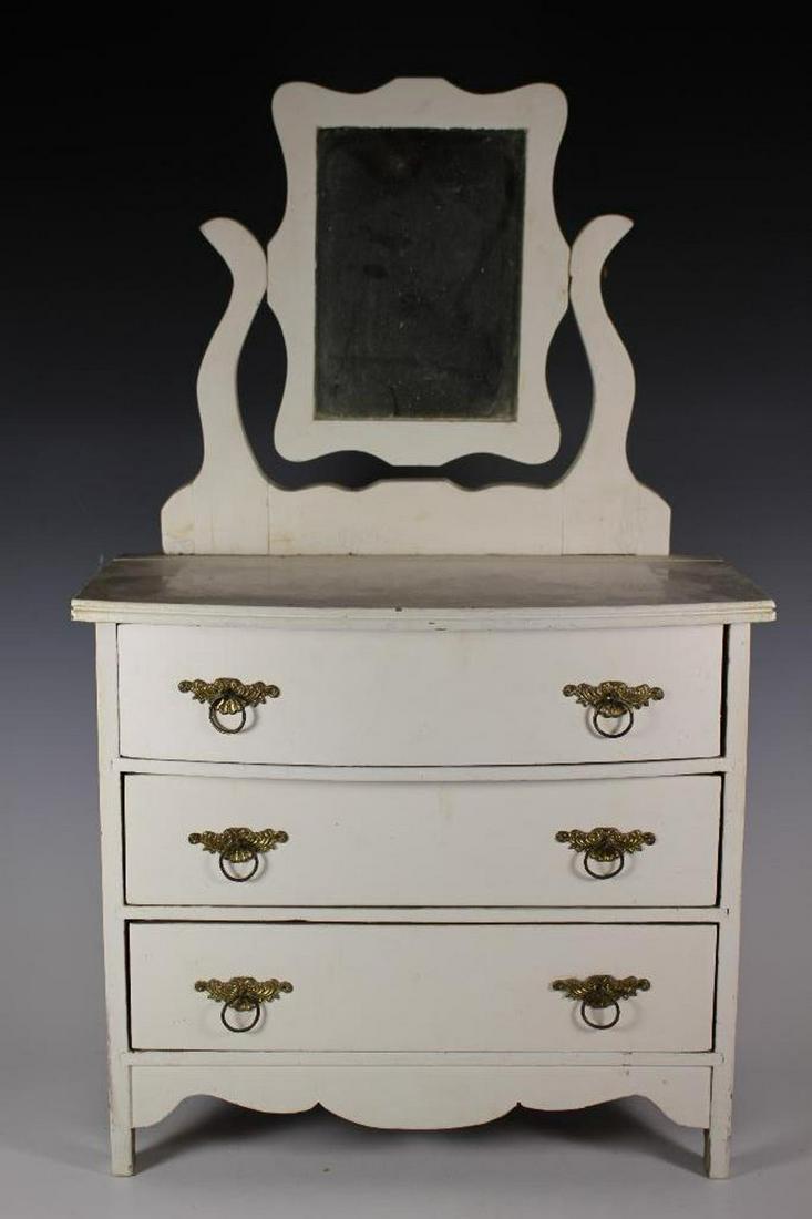 Painted Oak Miniature Dresser w Mirror (1 of 9)