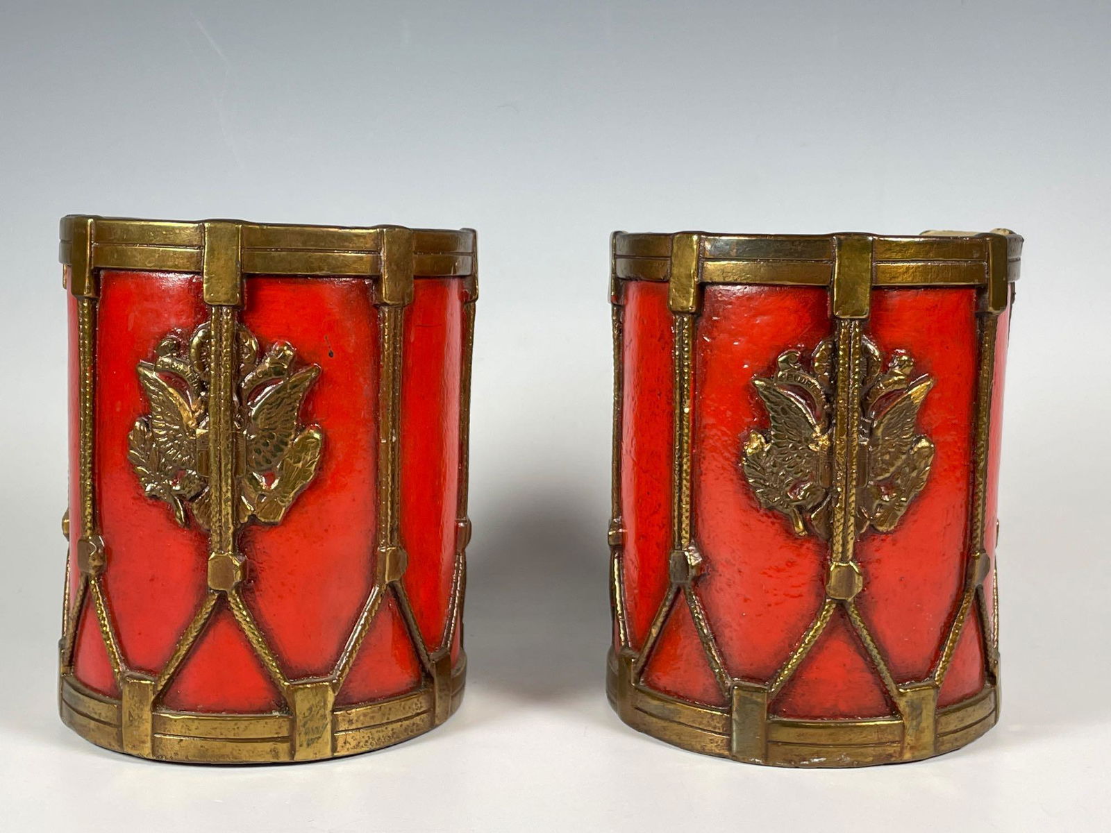 Marion Bronze Civil War Drum Style Bookends (1 of 9)