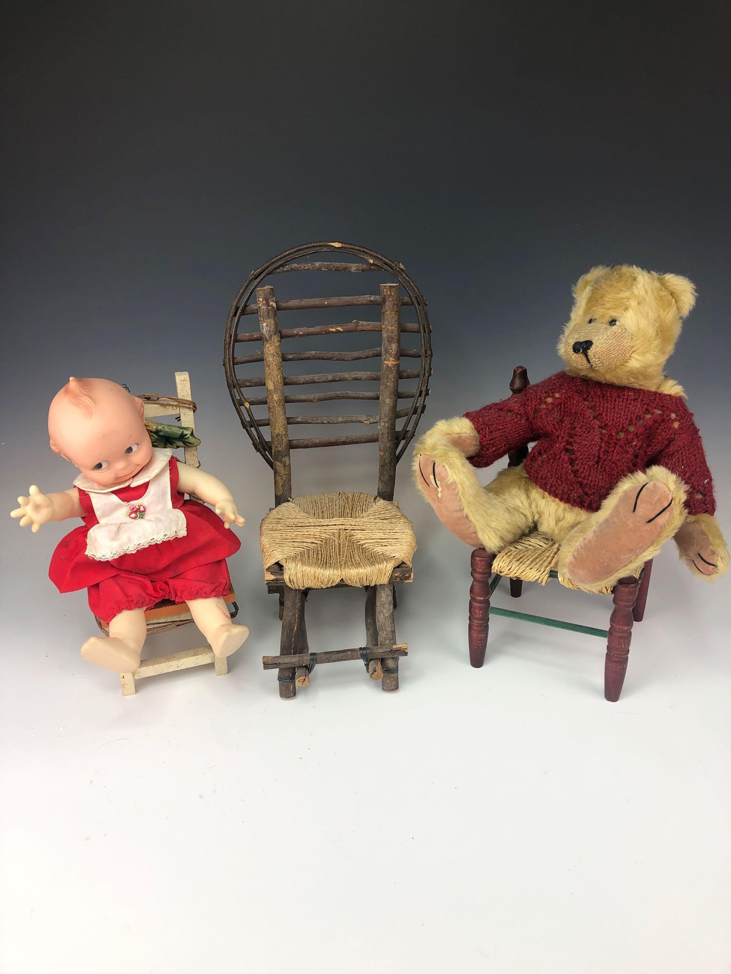 Vintage Cameo Kewpie Doll,  Childs Toy Chair Lot (1 of 7)