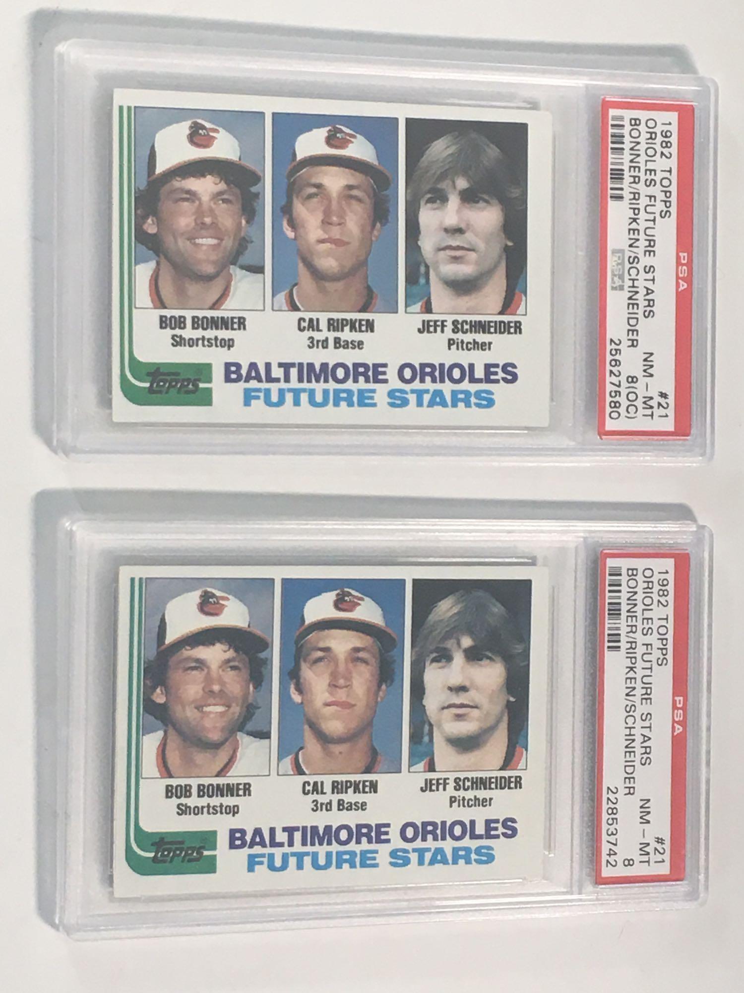 (2) 1982 Topps #21 Cal Ripken Jr. PSA Graded Rookies (1 of 14)