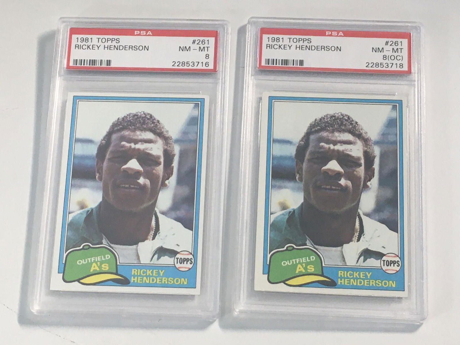 (2) 1981 Topps #261 Rickey Henderson PSA Graded Cards (1 of 14)