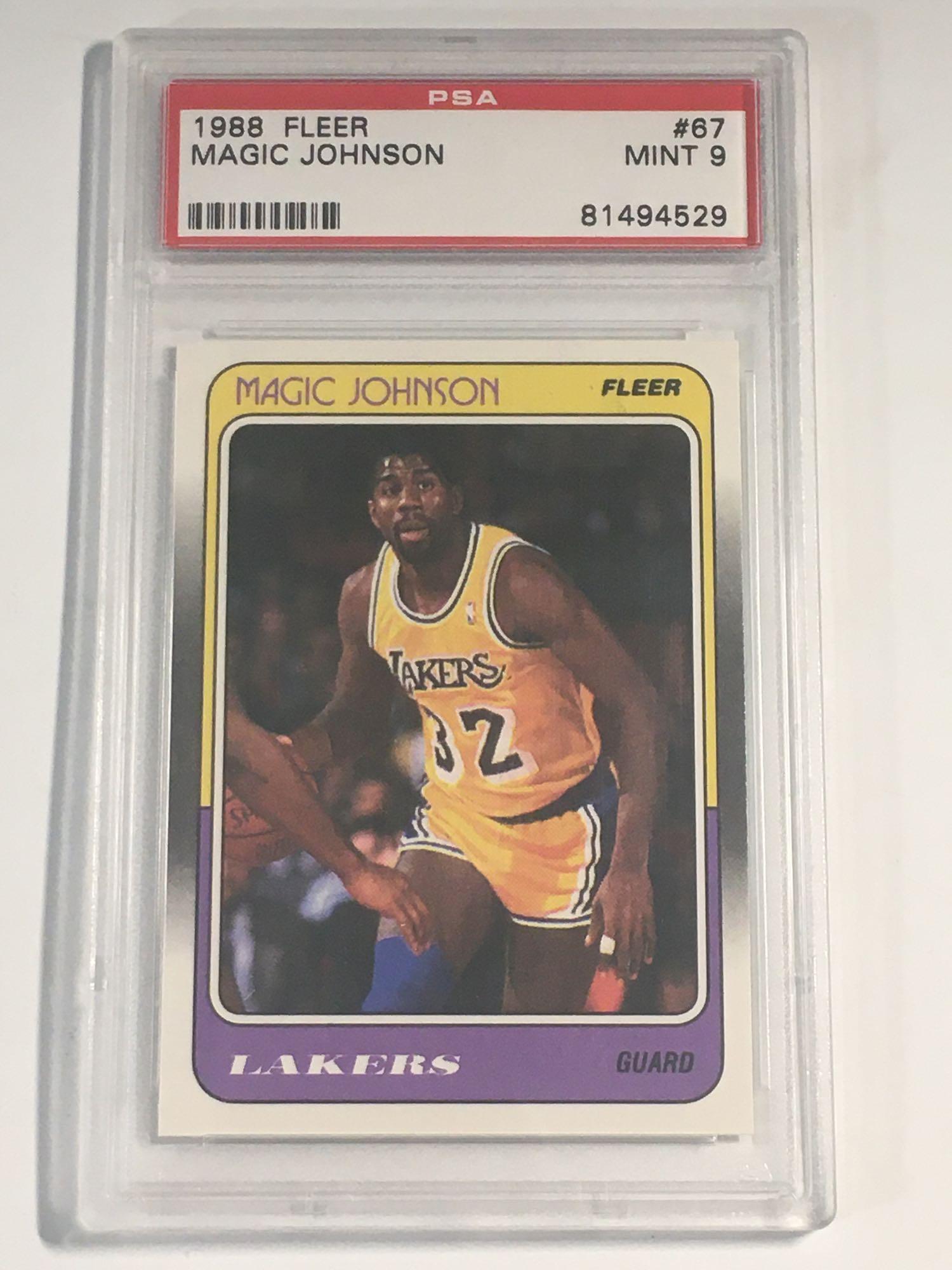 1988 Fleer #67 Magic Johnson MINT PSA 9 (1 of 10)